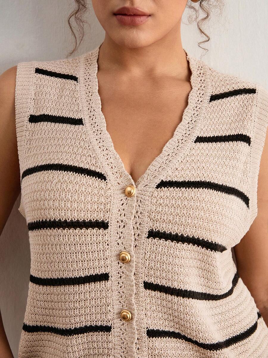 Freevana 2026 Spring/Autumn New V-Neck Reversible Knit Cardigan Vest For Women, Sweater Waistcoat - Multicolor - View 1