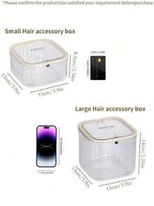 1PC Hair Accessory Storage Box, Transparent Large Capacity Covered Jewelry Box, Girls' Rubber Bands, Headbands, Hair Clips, Hair Ring Classification Box, Elastic Lid Storage Can, Waterproof And Dustproof, Thick And Textured, Suitable For Bathrooms, Bedrooms, Campus Dormitories, Travel - Clear - View 9