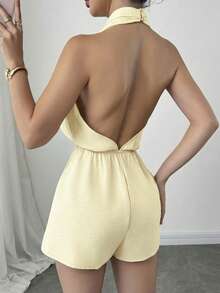 Firerie Women's Elegant Romantic Fashion Commuter Sexy Elegant Style Jumpsuit, Suitable For Party, Vacation - Light Yellow - View 2