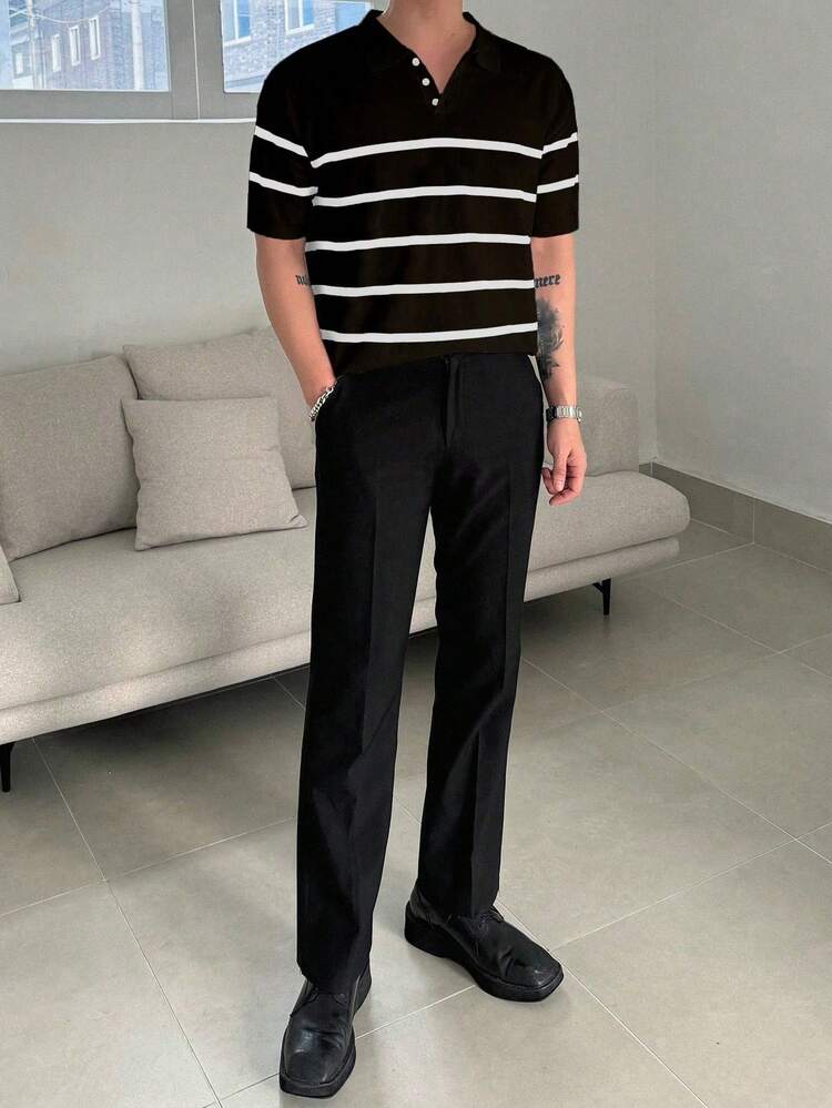 Men's Striped Knitted Top For Summer