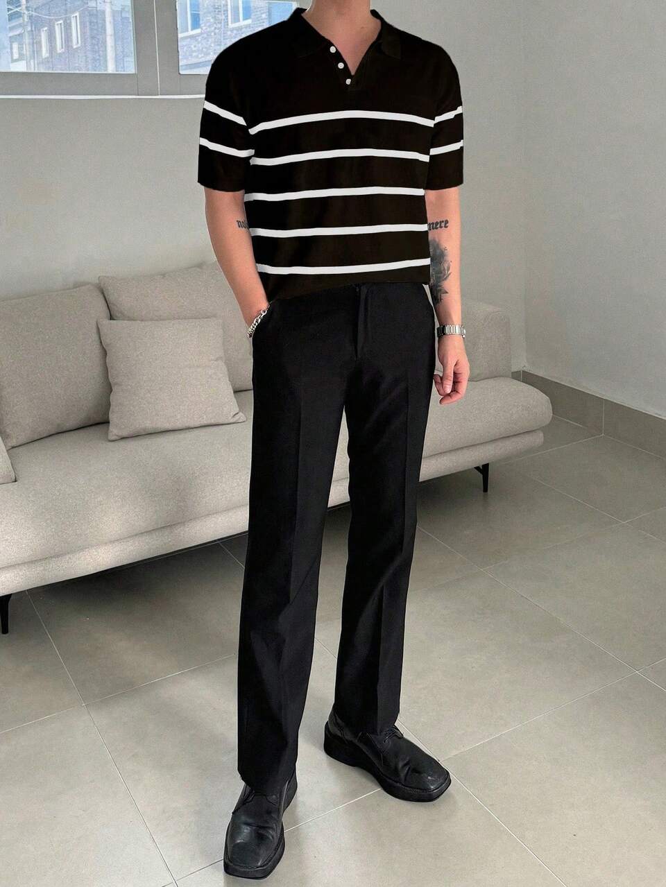 Men's Striped Knitted Top For Summer