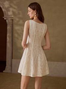 MOTF PREMIUM JACQUARD SEAM FRONT FRONT DRESS - Apricot - View 3