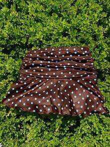 Comfortcana Minifalda de línea A fruncida con lunares de verano - Multicolor - Ver 3