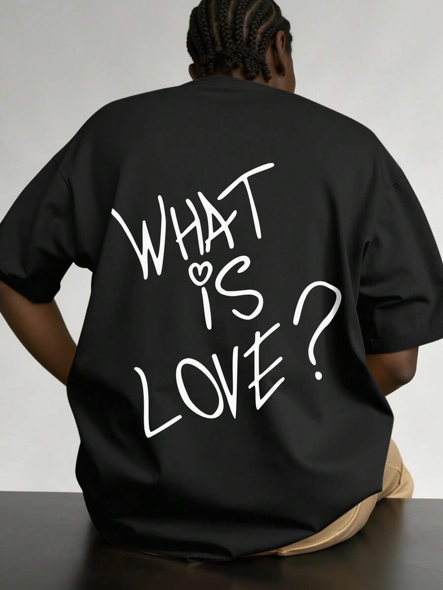 Manfinity EMRG Áo thun nam tay ngắn cổ tròn in họa tiết tối giản - màu đen - Xem 1