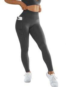 SHEIN Velisys Seamless Highly Elastic Exercise Leggings With Pockets, Sports Yoga Women Pants - Multicolor - View 5