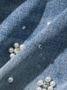Shorts vaqueros casuales y sexys de mujer con tachuelas y rhinestones para el verano - Lavado ligero - Ver 7