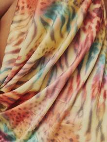 MUSERA 超深V露背豹纹双肩带无袖上衣，伊比沙岛，Y2K，酷女孩，节日，锐舞派对，度假，夜店，可爱，假日夜生活，外出上衣，俱乐部派对，春夏狂欢节 - 橘色 - 查看 6