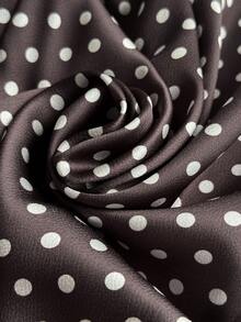 Comfortcana Plus Size Women's Polka Dot Print Casual Pants, Spring/Summer Fall - Brown - View 4