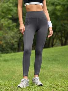 In My Nature Quần legging nữ tối giản cạp cao, co giãn, có túi đựng điện thoại. - Xám - Xem 3
