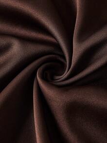 Ellevyn Blusa cómoda y elegante con drapeado de alta inteligencia y traje de satén brillante de color marrón elegante tipo sirena, atuendo para ir al trabajo - Café integral - Ver 6