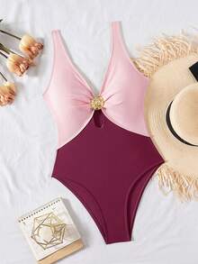 Swim Chiccia Springbreak 女士新款撞色镂空性感优雅度假极简连体泳衣 - 彩色 - 查看 6