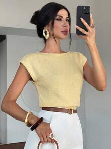 Firerie Elegant Loose Casual Versatile Sleeveless Knit Sweater Vest Going Out Tops Women,Tops For School In Fall/Winter - Light Yellow - View 7