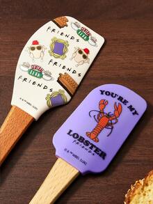 FRIENDS X SHEIN Bộ 2 dụng cụ vét bánh bằng silicon hình trái tim, thích hợp làm bánh kem, quà Giáng sinh. - Nhiều màu - Xem 2