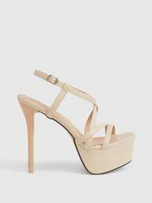 CUCCOO LuxiPop Women's Platform Buckle Design Fashionable And Elegant High-Heeled Sandals Summer Shoes - Apricot - View 5