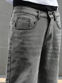 Manfinity EMRG Men's Fashionable Casual Pocket Denim Shorts - Grey - View 7
