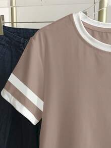 Resyla Women's Casual Colorblock Round Neck Short Sleeve T-Shirt, Versatile For Daily Wear In Summer - Multicolor - View 4
