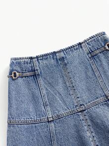 MOTF PREMIUM WOMEN'S DENIM SKIRT WITH UMBRELLA HEM, SPRING/SUMMER - Blue - View 4