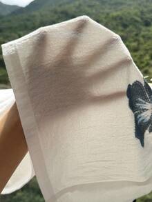 Comfortcana Quần short cotton dáng rộng, thoải mái, họa tiết hoa dâm bụt, có dây rút, thích hợp để phối cùng bikini đi biển mùa hè. - trắng - Xem 15