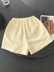 Franclia Bộ quần short nữ cỡ lớn mới, cạp chun, dây rút, ống đứng, dáng rộng, màu trắng, kiểu dáng thường ngày, gồm 2 mảnh. - Nhiều màu - Xem 6
