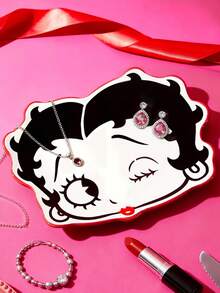 Betty Boop x SHEIN 1个卡通造型陶瓷盘，陶瓷甜点盘，适合盛放甜点、水果、小食，也可作家居收纳用，例如存放钥匙、首饰等，适用于微波炉和洗碗机，贝蒂娃娃，贝蒂小姐 - 彩色 - 查看 5