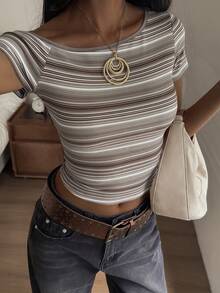 DAZY 女士T恤 - 咖啡棕 - 查看 7