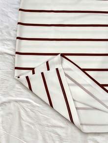 Airaco 女士圆领条纹休闲简约派对外出短裙 - 咖啡 - 查看 5