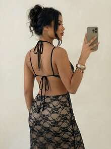 Bộ áo croptop không tay và chân váy ngắn thanh lịch, gợi cảm dành cho nữ. - màu đen - Xem 2