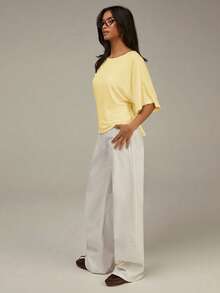 Athîral Top sin espalda de unicolor minimalista para mujer, verano - Amarillo - Ver 3