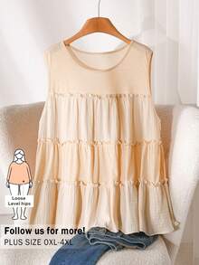 CosyJoli Áo hai dây và áo tank top cỡ lớn, quần áo nữ thường ngày, áo kiểu không tay mùa hè, áo thun nữ phối họa tiết, áo thun hình bánh kem, trang phục mùa hè dễ thương. - Màu be - Xem 4
