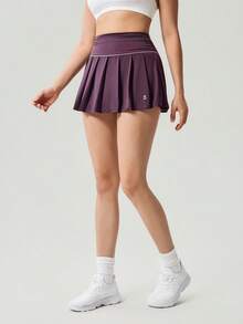 OutZeal Women Sports Skirts Tennis Workout Wear Mini Pleated Skirt Buttery Soft Tummy Control Built-In Shorts Active Bottoms - Purple - View 6