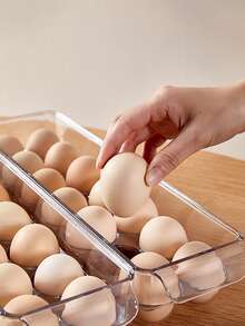 1 Estante de almacenamiento de huevos de PET con múltiples especificaciones, 14 y 12 rejillas transparentes para refrigerador para ordenar huevos, se pueden apilar contenedores de protección de huevos, adecuado para salas de almacenamiento, refrigeradores y cocinas - transparente - Ver 2