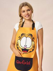 GARFIELD | SHEIN 1 PC Cute Printing Chef Apron, Comfortable & Soft,Suitable For Both Men And Women, For Bake & Kitchen, Cleaning, Gifts - Yellow - View 2