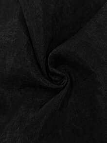 GlowEve CURVE Blusa de mujer talla grande elegante de unicolor con cuello plisado, decoración de botones de colores y mangas cortas de cuello redondo - Negro - Ver 5