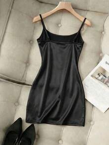 Franclia Đầm dự tiệc không tay, xếp ly eo, dáng ôm bất đối xứng bằng vải satin thời trang mới dành cho nữ, đầm satin, đầm xuân/hè, đầm dự tiệc thanh lịch, đầm dự tiệc, trang phục ngày lễ, trang phục ngày Valentine, đầm màu mơ, đầm gợi cảm, đầm không tay. - màu đen - Xem 2