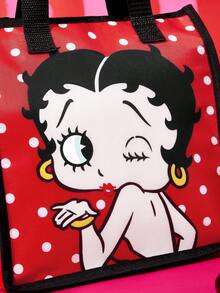 Betty Boop x SHEIN 1 Pc Pattern Printed Insulated Lunch Bag, Can Keep Food Warm Or Cold, Picnic Bag, Large Capacity, Can Hold Lunch Boxes And Drinks, Suitable For Picnics, Camping, Travel, Home Use, Suitable For Families, Students, Cute, Playful, Sexy, Polka Dot - Big red - View 4