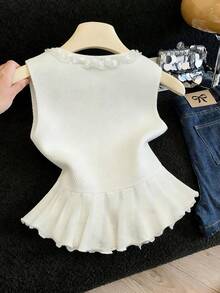GlowEve Petite New Arrival European And American Fashion Vacation Casual Mixed Color Knit Sweater - Cream - View 2