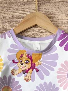 SHEIN | PAW Patrol 女童卡通印花短袖长裙 - 白色 - 查看 3