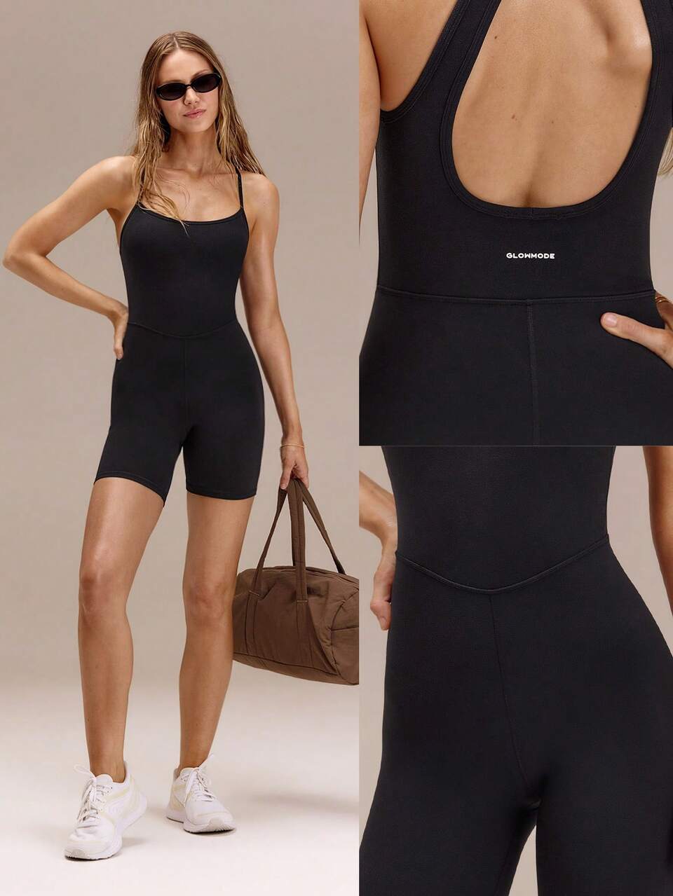 6" FeatherFit™ Flex & Go Buttery-Soft Tummy Control 2.0 Back Cutout Removable Cups Romper Yoga Pilates Gym Training Studio Daily Active Wear