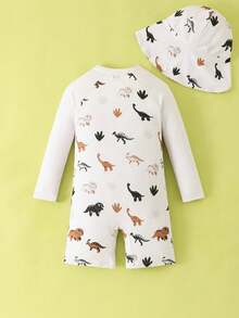 Bộ đồ bơi một mảnh tay raglan in hình khủng long hoạt hình cho bé trai kèm quần short - Nhiều màu - Xem 2