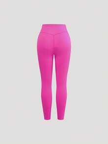 Sweetra Quần legging thể thao nữ màu đỏ tía co giãn cao, nâng eo, giúp thon gọn vòng eo. - Màu Hồng Tươi - Xem 2