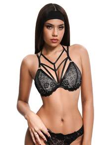 AltBold Gothic Style Lace Patchwork Adjustable Bra For Women - Black - View 5