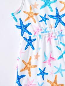 Travachic KIDS Bộ áo liền quần hai dây co giãn, chất liệu dệt kim, in hình hoạt hình dễ thương cho bé gái, thích hợp cho mùa hè. - Nhiều màu - Xem 3