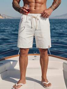 VENTUSAIL Herren Lässig Shorts, aprikotfarbene gewebte Shorts, geeignet für, Urlaub, Strand, Date, Sommeroutfit, Alltagskleidung, tolles Geschenk für Freund/Ehemann, Y2K, Herren Lässig - Aprikosenfarben - Übersicht 3