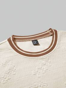 EGENSIO Men's Jacquard Solid Color Textured Crew Neck Short Sleeve T-Shirt - Apricot - View 4