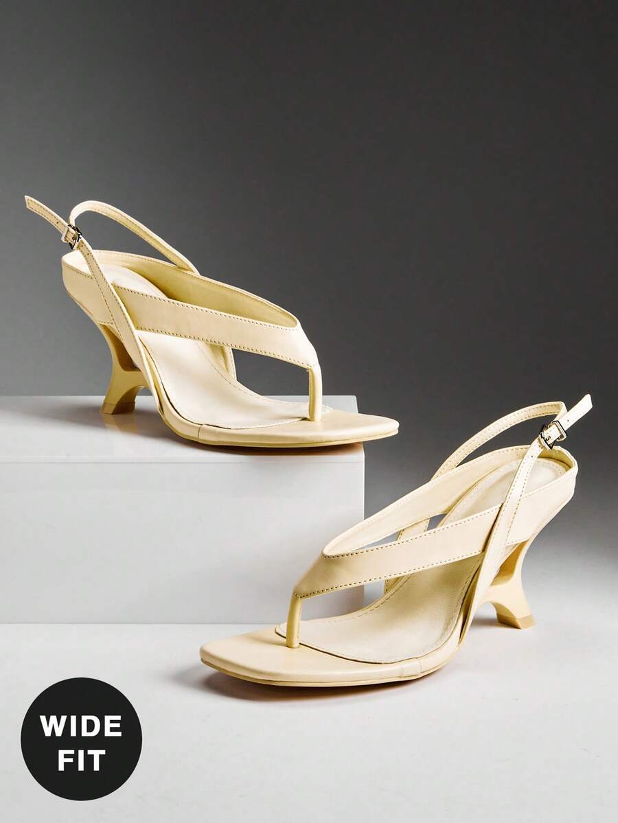 SHUZIA Wide-Fit Women's Chic Casual Back Strap Sculpted Wedge Thong Sandals - Yellow - View 1