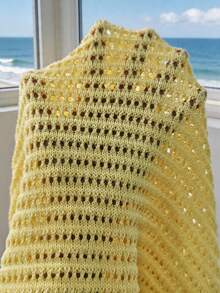 Selianne Đầm dệt kim không tay cổ chữ V hở lưng mùa xuân/hè, kiểu dáng thường ngày phù hợp cho kỳ nghỉ biển của phụ nữ. - Vàng nhạt - Xem 6