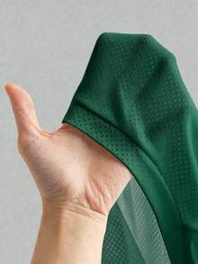 SHEIN EZwear Đầm thể thao mùa hè cỡ lớn dành cho nữ, kiểu dáng thường ngày, in chữ cờ Brazil nhiều màu sắc, cổ chữ V, viền tương phản, chất liệu lưới thoáng khí. - Nhiều màu - Xem 4