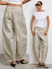 Maija Women's Light-Colored Leopard Print Jeans, Low-Rise Curved Trousers, Casual Summer Outfit. - Multicolor - View 1