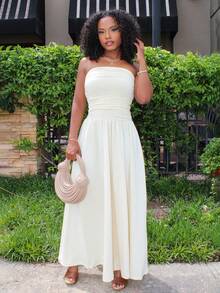 Steph T Women's Casual Long Dress In Beige Color, Summer,Butter Yellow Dress - Apricot - View 1