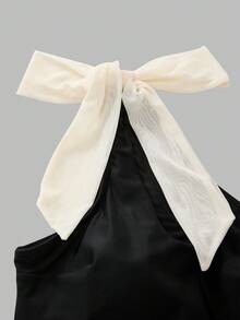 Swim Oasis Traje de baño de una pieza con hombro asimétrico y falda, estilo casual y de bloques de color para mujer - Negro - Ver 3